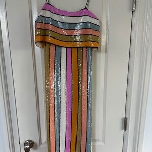 Veronica Beard Ivanna Striped Sequin Midi
